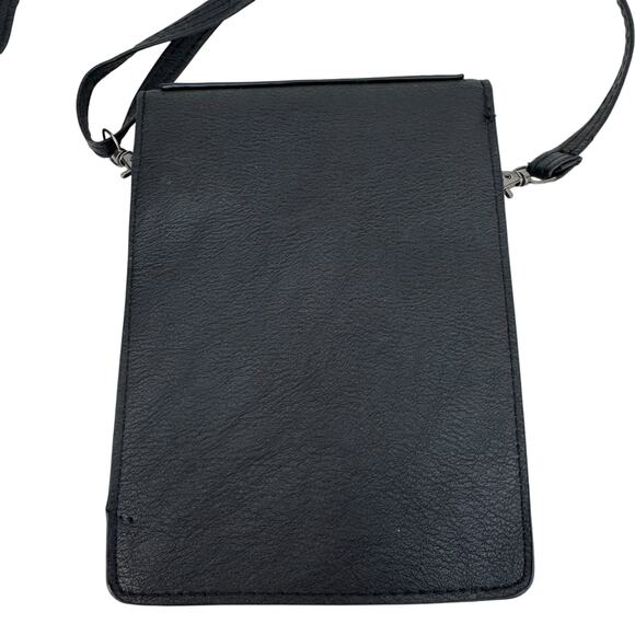 Black Faux Leather Animal Print Textured Studded Small Crossbody Bag - Picture 4 of 5